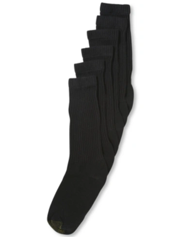 Gold Toe Men's 6-pack Extended Athletic Crew Socks In Black