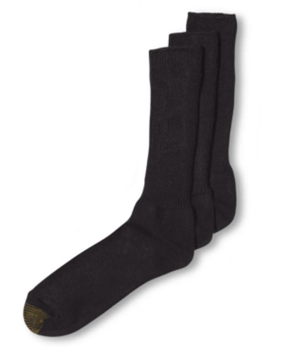 Gold Toe Men's 3-packs Dress Fluffie Crew Socks, Created For Macy's In Black