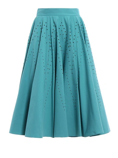 Bottega Veneta Studded Full Skirt In Aqua