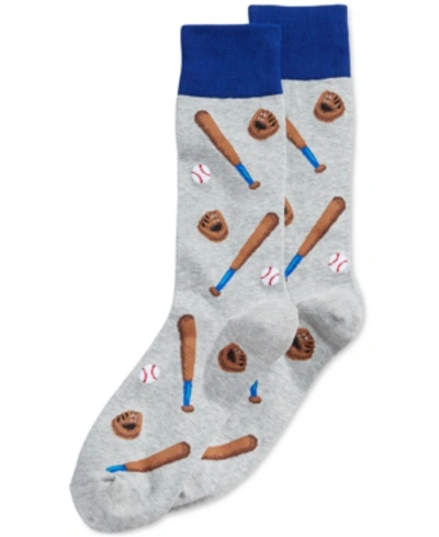 Hot Sox Men's Socks, Baseball Design In Gray