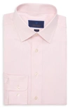 David Donahue Micro Stripe Royal Twill Trim Fit Dress Shirt In Pink