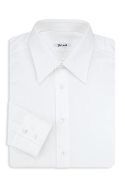 Brioni Concealed Placket Cotton Dress Shirt In Pure White
