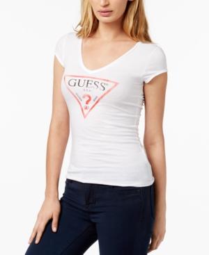 guess v neck t shirt women's