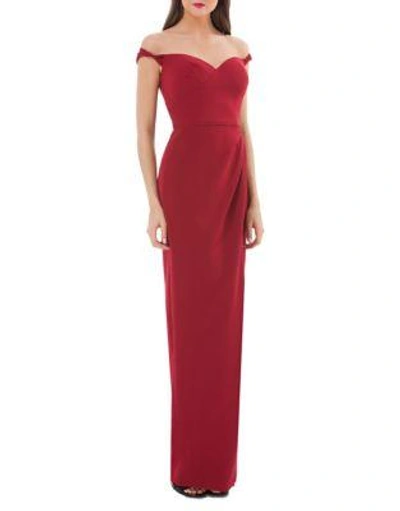 Js Collections Sweetheart Off-the-shoulder Gown In Dark Cherry