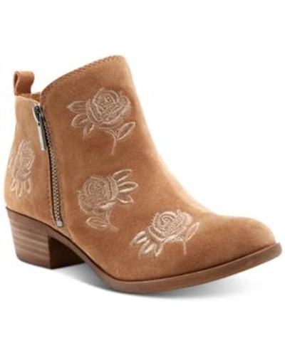 Lucky Brand Women's Basel Embroidery Booties, Created For Macy's Women's Shoes In Sesame