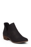 Lucky Brand Baley Perforated Chop Out Booties Women's Shoes In Black Nubuck