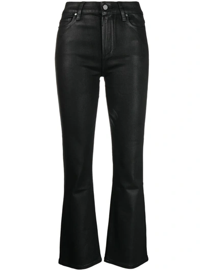 Paige Claudine Coated Flared Jeans In Black
