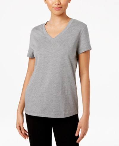 Hue Solid Short Sleeve V-neck Sleep T-shirt In Grey Heather