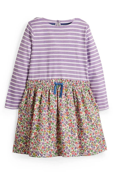 Mini Boden Kids' Hotchpotch Cotton Dress In Ivory/ Aster Purple Floral