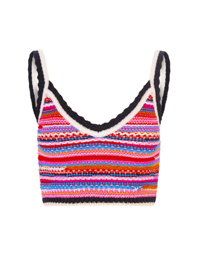 Dsquared2 Woman Crop Top In Multicolored Striped Knit In Multi-colored