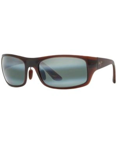 Maui Jim 'haleakala - Polarizedplus2' Polarized Wrap Sunglasses - Rootbeer Fade/ Neutral Grey In Brown Shiny/grey Mirror Polar