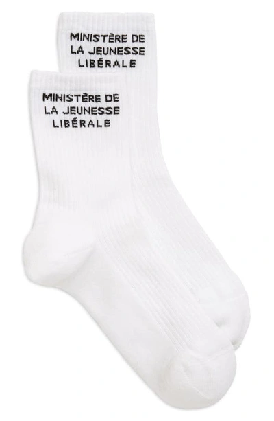 Liberal Youth Ministry Logo Intarsia Cotton Blend Socks In White