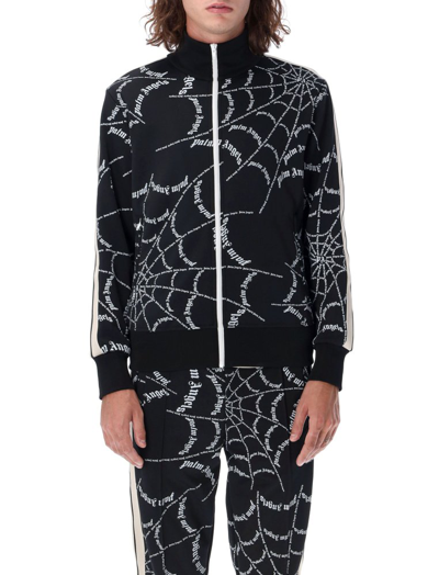 Palm Angels Spider Print Tech Jersey Track Jacket In Black