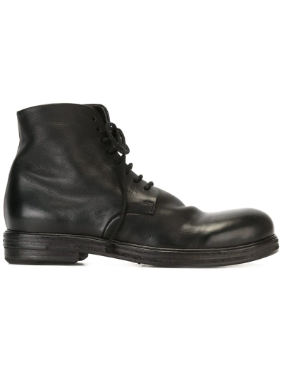 Marsèll Zucca Zeppa Black Leather Combat Boots