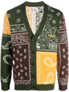 Mc2 Saint Barth Bandanna Wool Blend Knit Cardigan In Multicolor