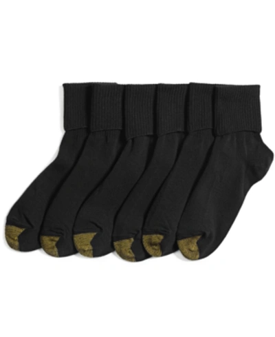Gold Toe Women's 6-pack Casual Turn Cuff Socks In Black