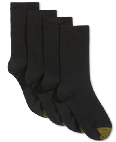 Gold Toe Women's 4 Pack Flat Knit Solid Socks, Created For Macy's In Black