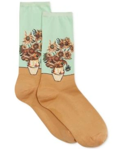 Hot Sox Women's Sunflower Artist Series Fashion Crew Socks In Spearmint