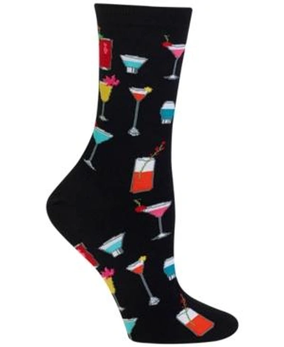 Hot Sox Women's Tropical Drinks Fashion Crew Socks In Black