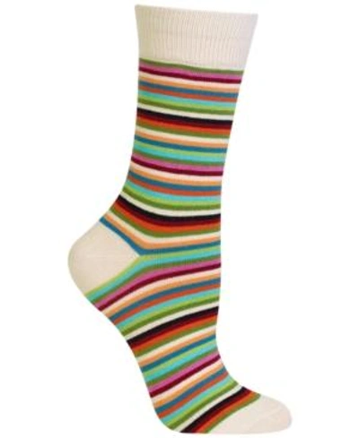 Hot Sox Women's Stripe Fashion Crew Socks In Natural