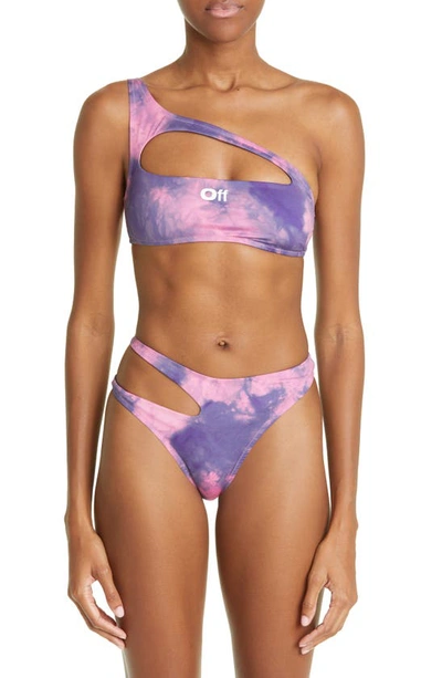 Off-white Tie Dye Cutout Two-piece Swimsuit In Pink Blue