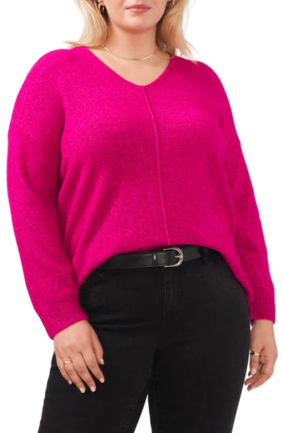 Vince Camuto Plus Size Cozy V-neck Long Sleeve Sweater In Euphoria