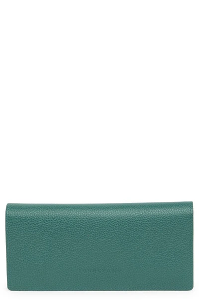 Longchamp Le Foulonné Leather Continental Wallet In Cypress