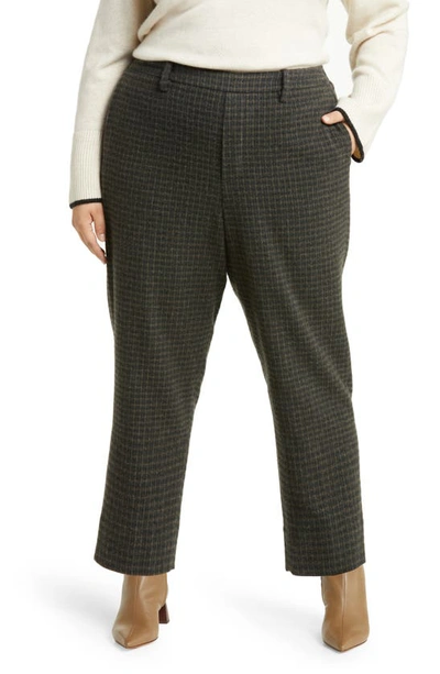 Vince Wool Blend Plaid Crop Pants In Azure Check