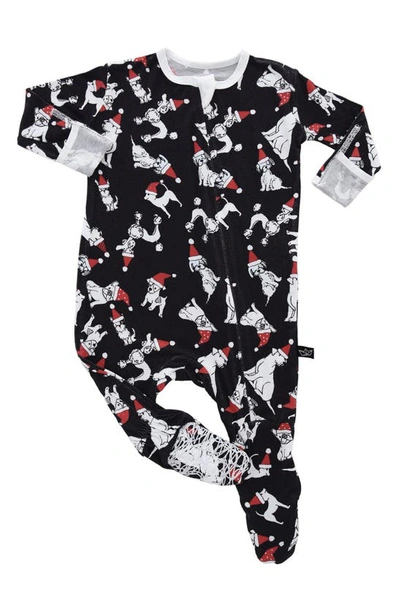 Peregrinewear Babies' Santa Paws Fitted One-piece Pajamas In Black