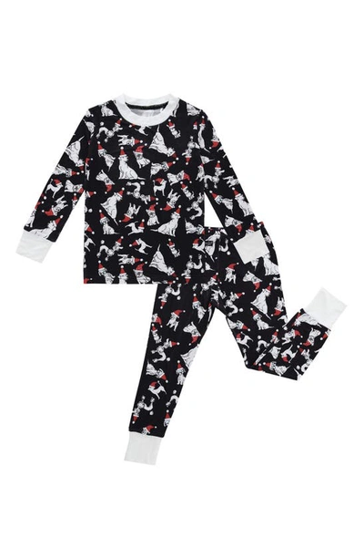Peregrinewear Babies' Santa Paws Fitted Two-piece Pajamas In Black