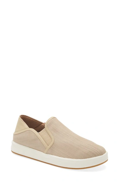 Olukai Ki‘ihele Leather Slip-on Trainer In Beige/ Beige