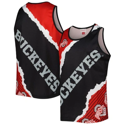 Mitchell & Ness Men's  Black, Scarlet Ohio State Buckeyes Jumbotron 2.0 Sublimated Tank Top In Black,scarlet