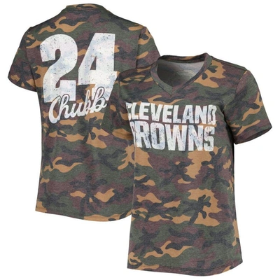 Industry Rag Majestic Threads Nick Chubb Camo Cleveland Browns Name & Number V-neck Tri-blend T-shirt