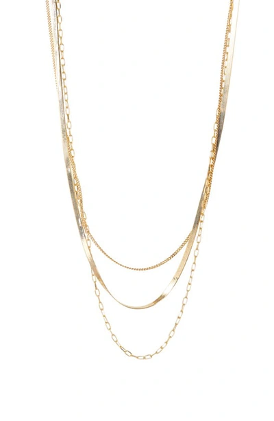 Argento Vivo Sterling Silver Triple Layer Chain Necklace In Gold