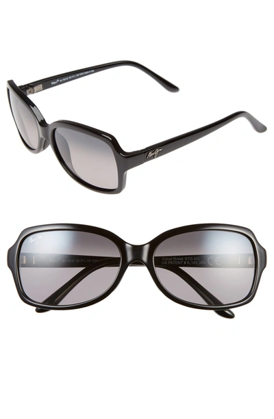 Maui Jim Cloud Break 56mm Polarizedplus2 Sunglasses In Neutral Grey/ Gloss Black