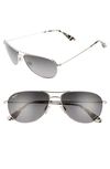 Maui Jim Sea House 60mm Polarizedplus2(r) Titanium Aviator Sunglasses In Silver/ Neutral Grey