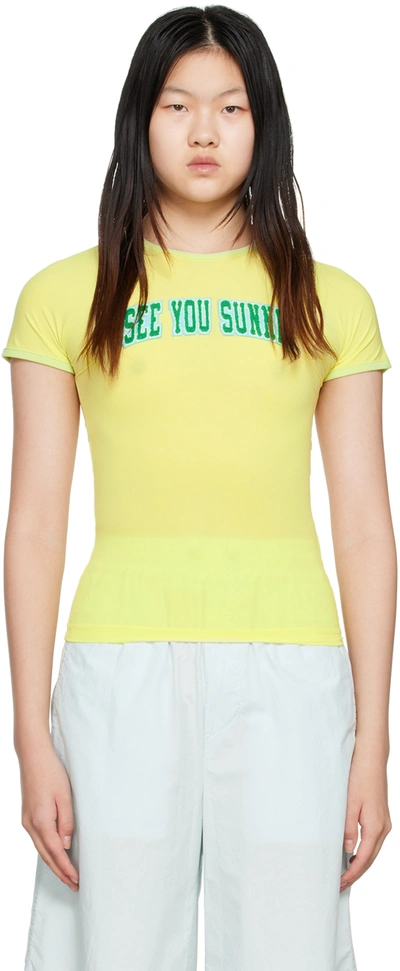 Sunnei See You T-shirt In Yellow & Orange