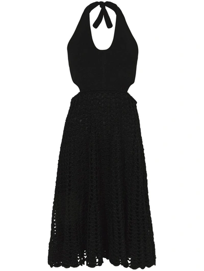 Proenza Schouler Knit Halter Dress W/ Crochet Skirt In Black