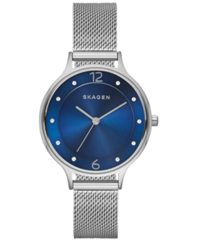 Skagen Women's Anita Stainless Steel Mesh Bracelet Watch 30mm Skw2307 In Blue/silver