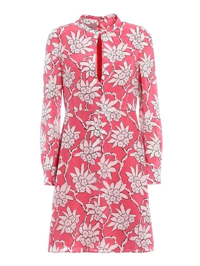 Valentino Pink Silk Printed Short Dress In Candy