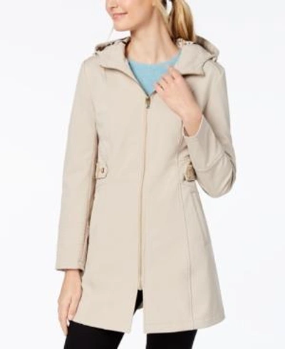 Via Spiga Petite Side-tab Hooded Raincoat In Putty