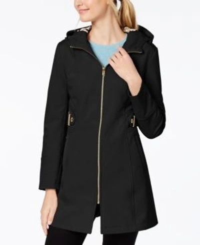 Via Spiga Side-tab Hooded Raincoat In Black