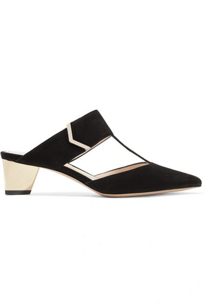 Nicholas Kirkwood Prism Cutout Suede Mules In Black