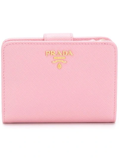 Prada Foldover Mini Wallet In Pink & Purple