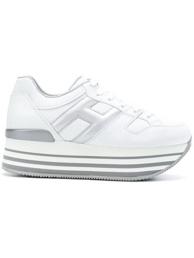 Hogan White Maxi H222 Leather Sneakers