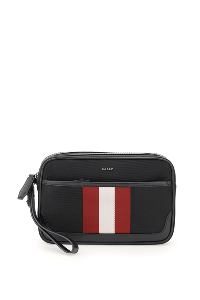 Bally Caliros Pouch In Black,white,red