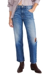 Etica Rae Ripped Crop Straight Leg Jeans In Blue