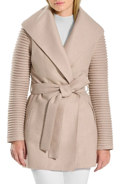 Sentaler Superfine Alpaca Ribbed Long-sleeve Oversized-collar Wrap Coat In Neutrals