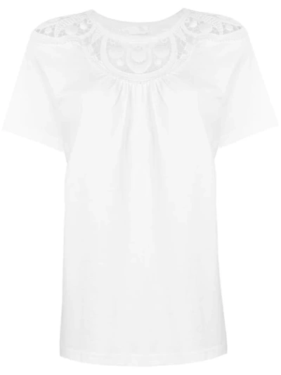 Chloé Lace-detail Flared T-shirt In White