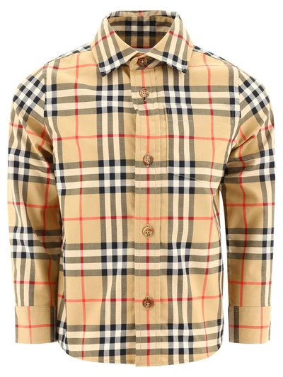 Burberry Kids Vintage Check Buttoned Long In Beige